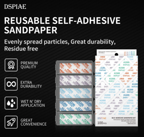 DSPIAE 400~2500 Grit Reusable Self-Adhesive Sand paper