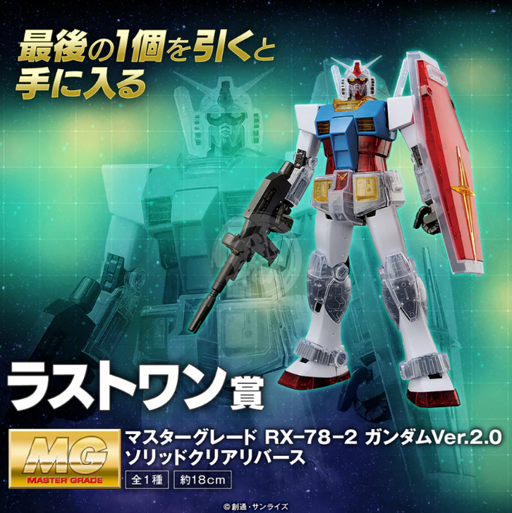 Bandai MG 1/100 RX-78-2 Gundam Ver. 2.0 Solid Clear "Ichiban Kuji 40th Anniversary" A