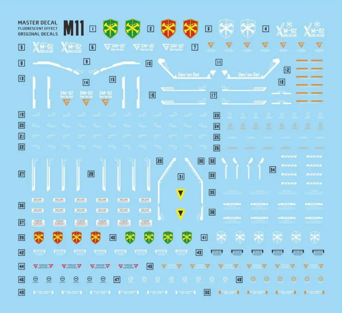 Master Decal RE 1/100 XM-02 Den'an Gei Fluorescent Waterslide Decal