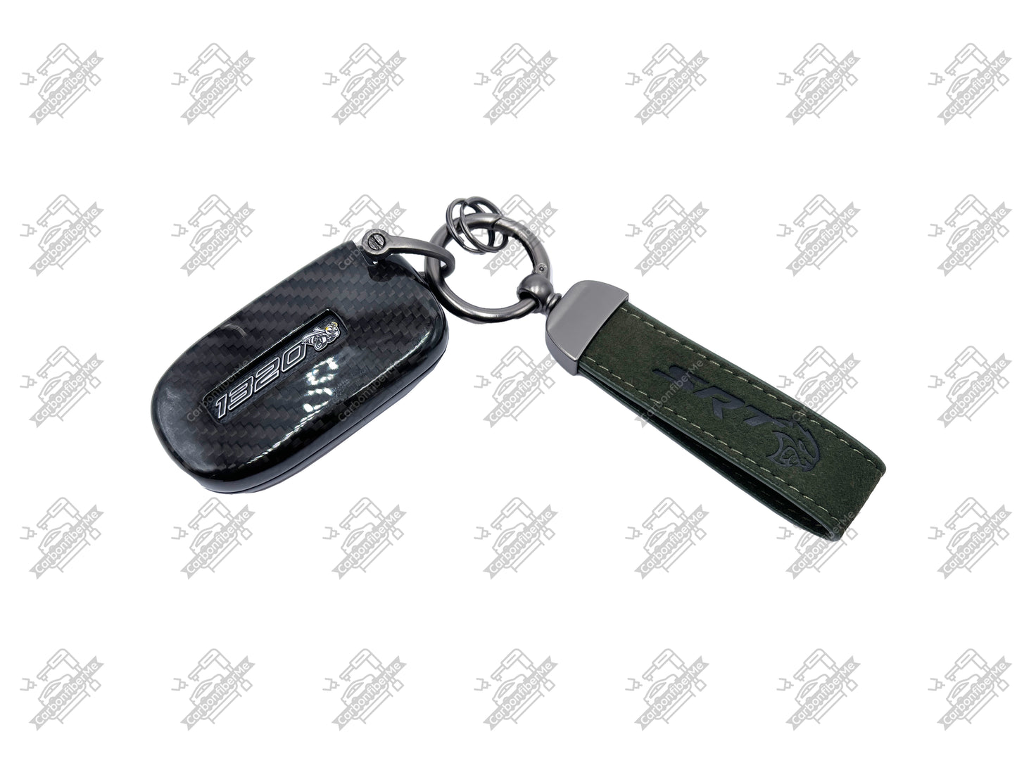 Dodge SRT Genuine Alcantara Keychain Double-Sided Hot Iron Pressed Logo