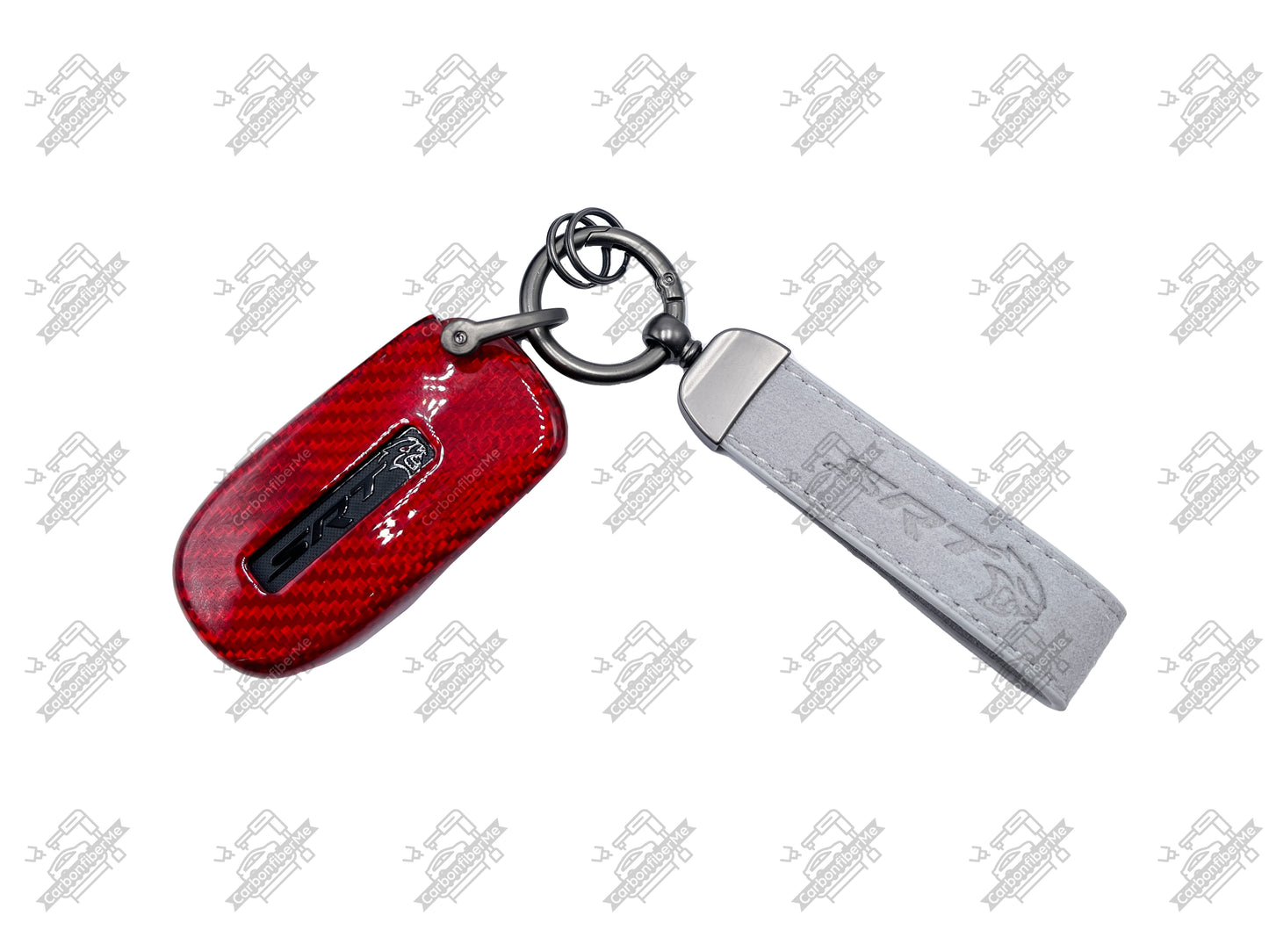 Dodge SRT Genuine Alcantara Keychain Double-Sided Hot Iron Pressed Logo