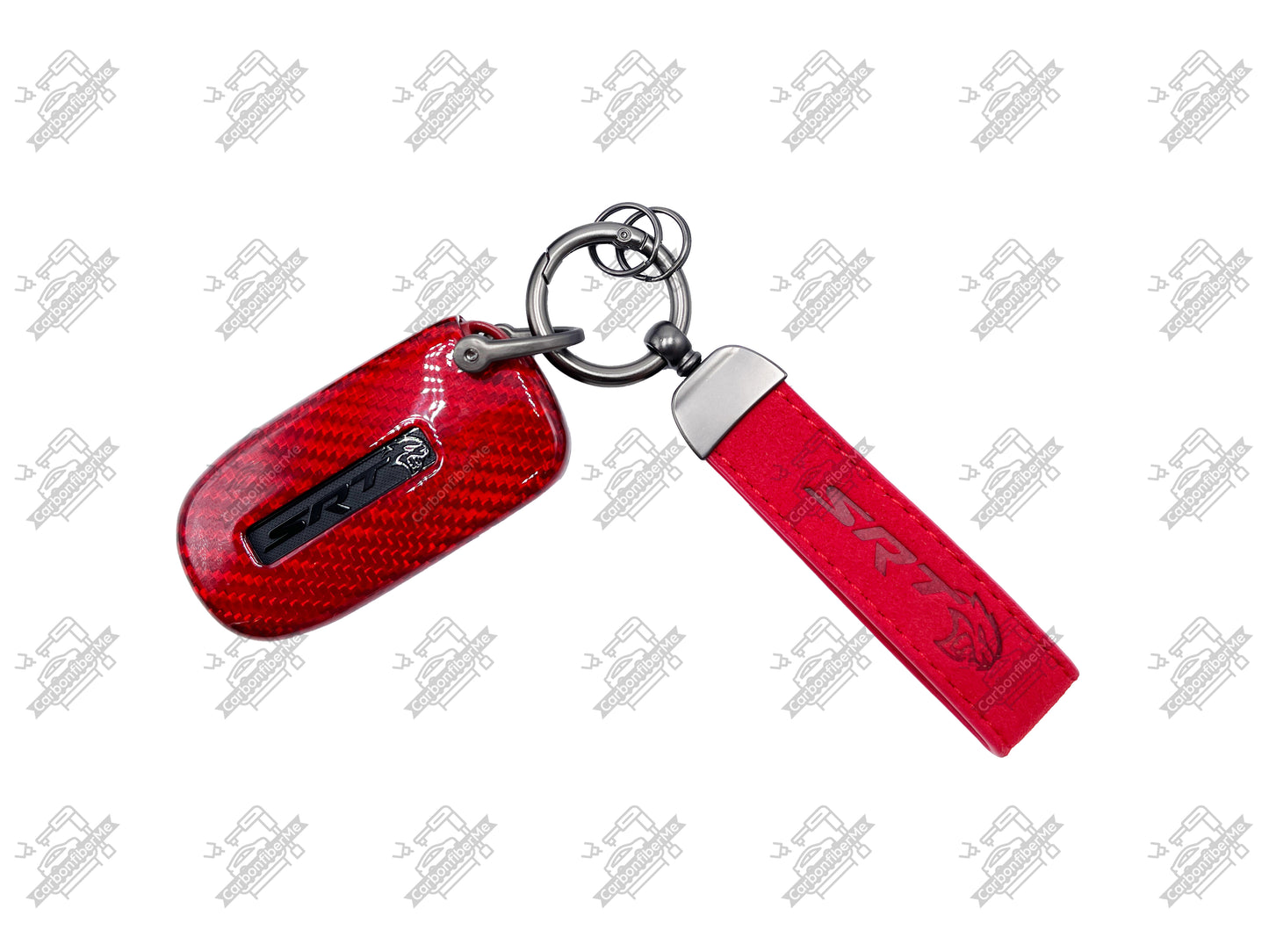 Dodge SRT Genuine Alcantara Keychain Double-Sided Hot Iron Pressed Logo