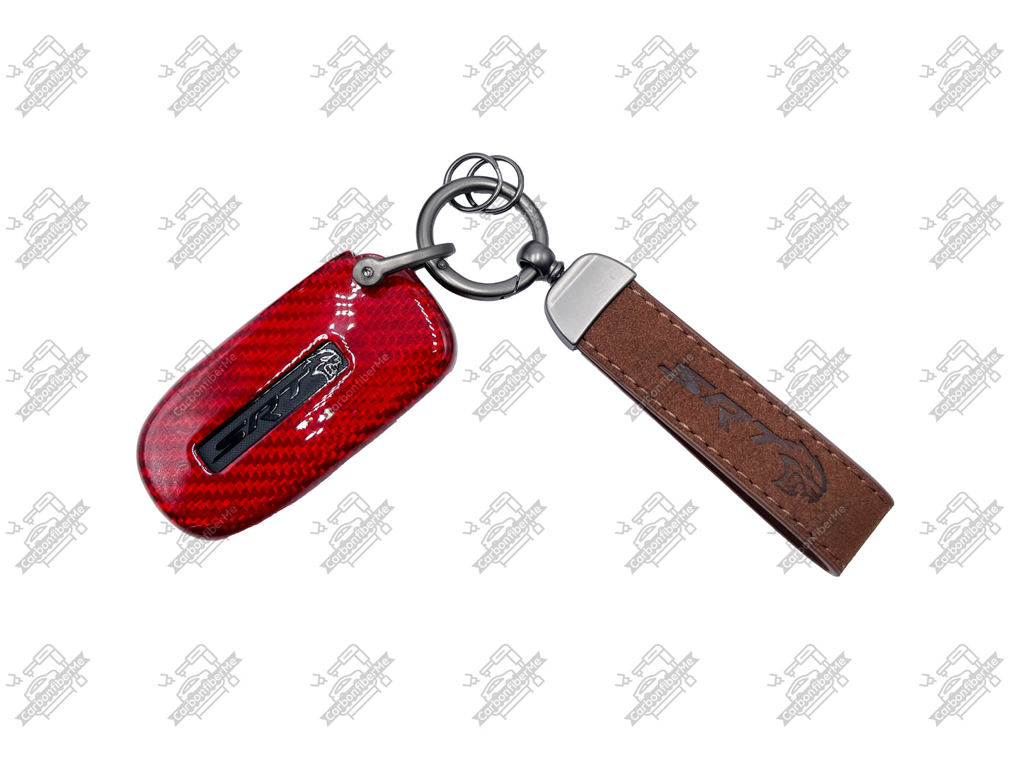 Dodge SRT Genuine Alcantara Keychain Double-Sided Hot Iron Pressed Logo