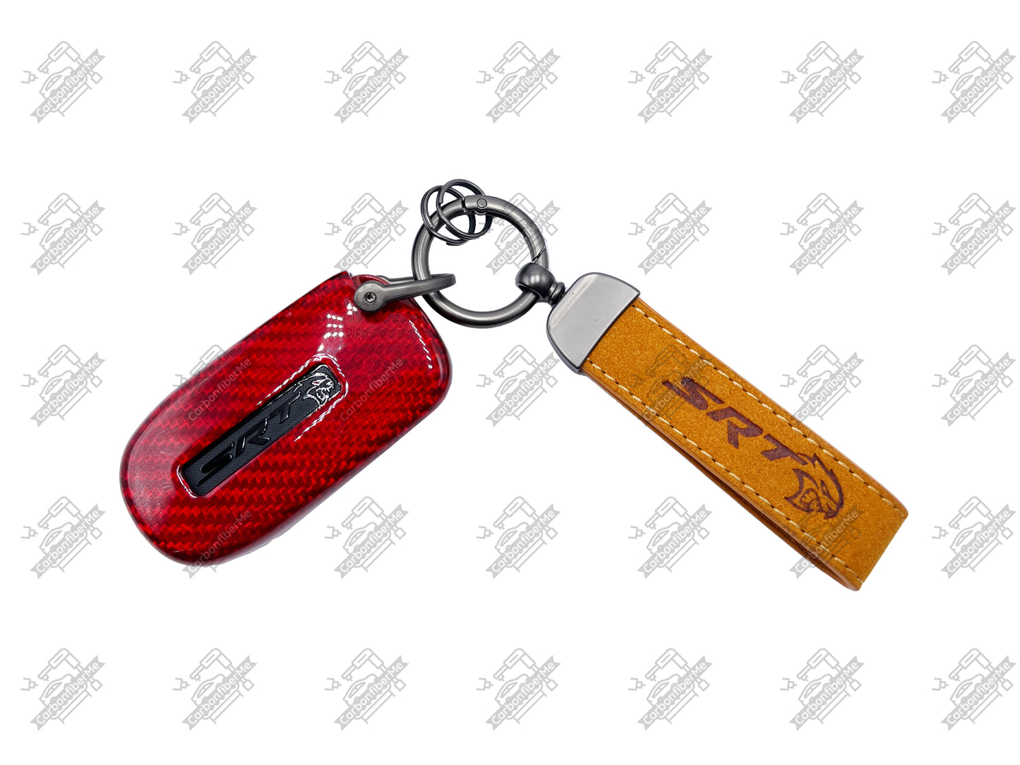 Dodge SRT Genuine Alcantara Keychain Double-Sided Hot Iron Pressed Logo