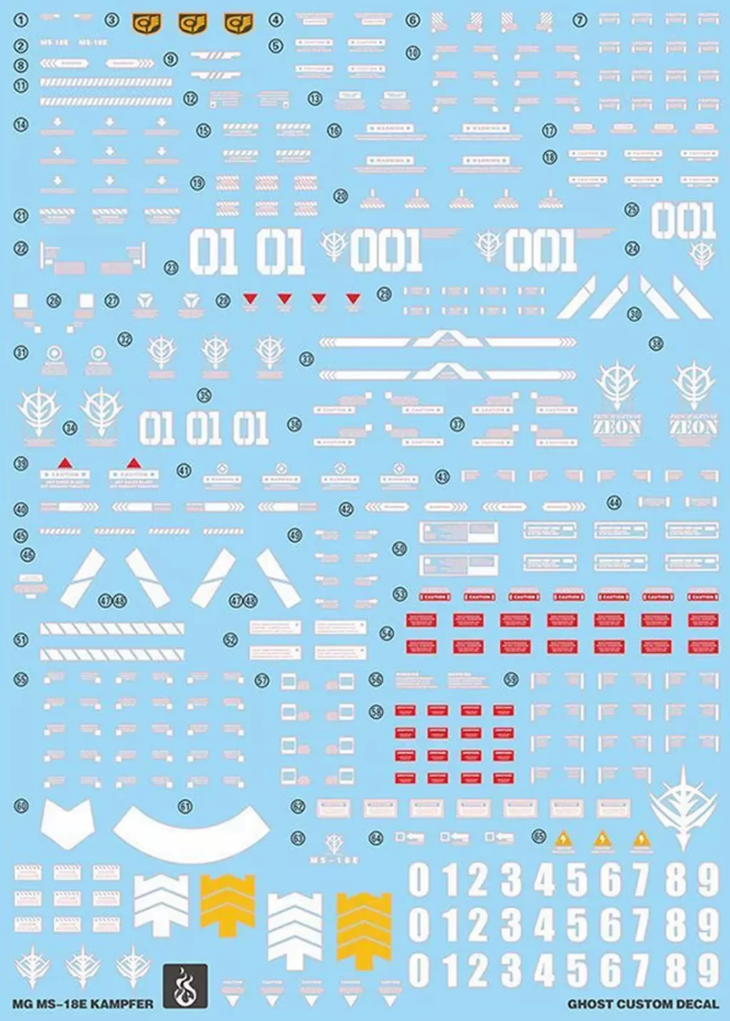 YAN Decal 1/100 MS-18E Kampfer Fluorescent Waterslide Decal