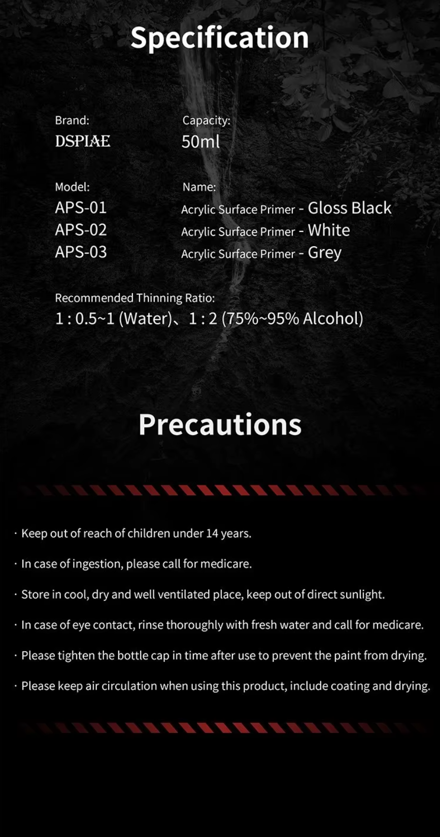 DSPIAE APS-02 White Acrylic Surfacer Primer 50mL