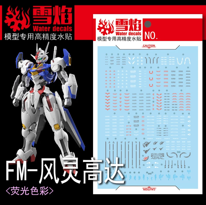 Flaming Snow Full Mechanics 1/100 Gundam Aerial Fluorescent Decal