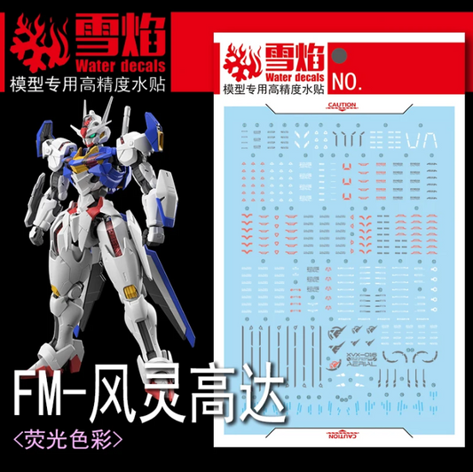 Flaming Snow Full Mechanics 1/100 Gundam Aerial Fluorescent Decal