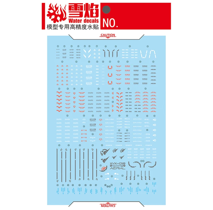Flaming Snow Full Mechanics 1/100 Gundam Aerial Fluorescent Decal