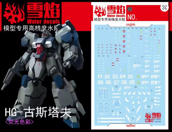 Flaming Snow HG 1/144 Gustav Karl Fluorescent Decal