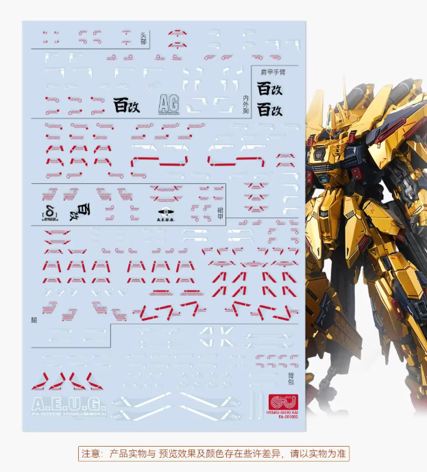 GUGU Shenma Model 1/100 Full Armor Hyaku Shiki Waterslide Decal