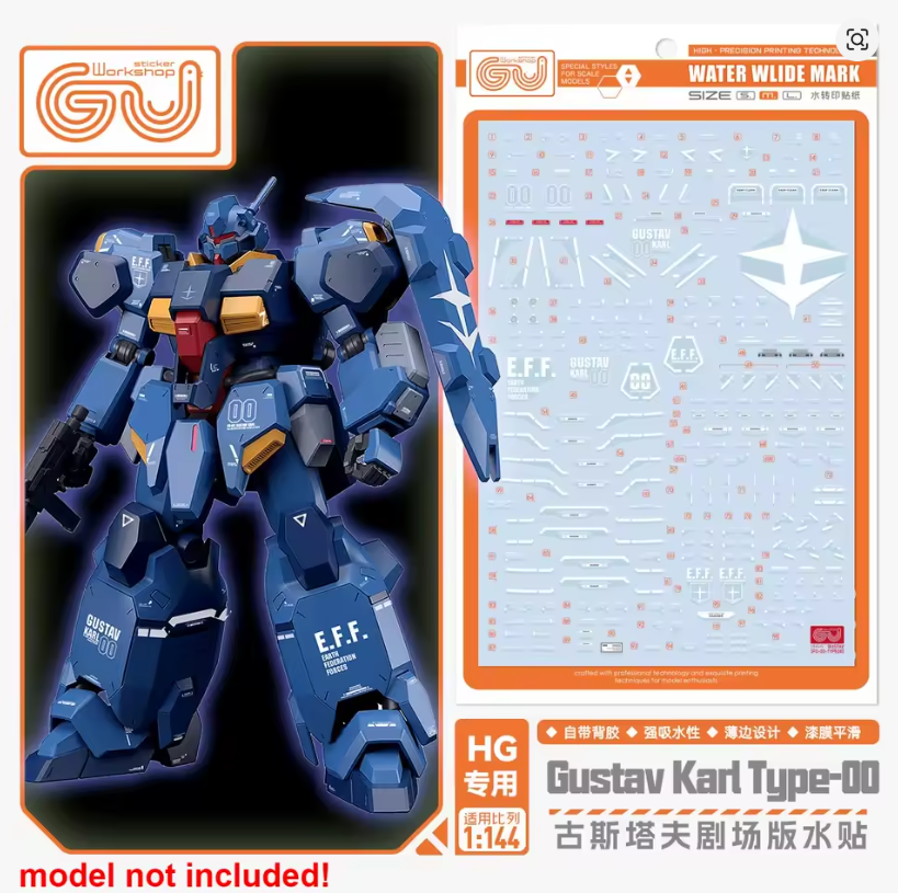 GUGU HG 1/144 GU-H264 Gustav Karl Type-00 Ultraviolet Decal