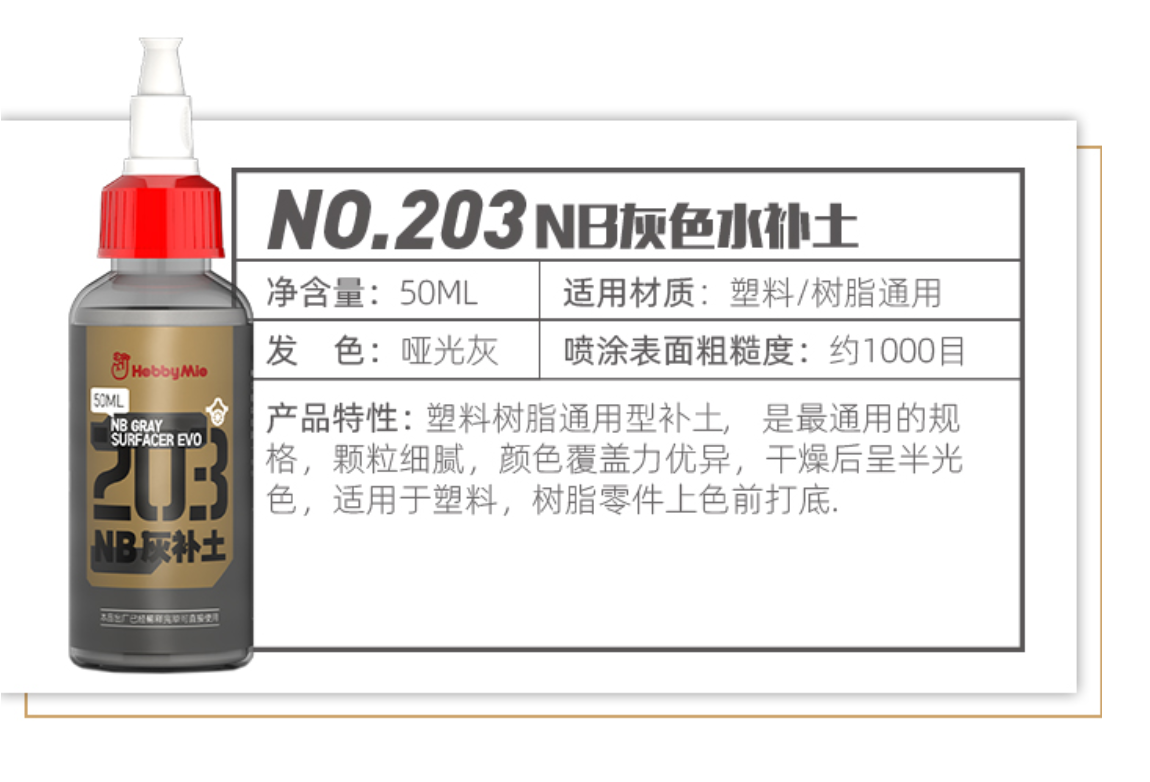 Hobby Mio No. 203 Surfacer Gray 50mL