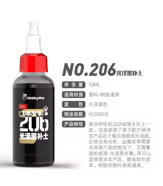 Hobby Mio No. 206 Surfacer Gloss Black 50mL