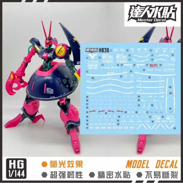 Master Decal HG 1/144  Baund Doc Fluorescent Waterslide Decal