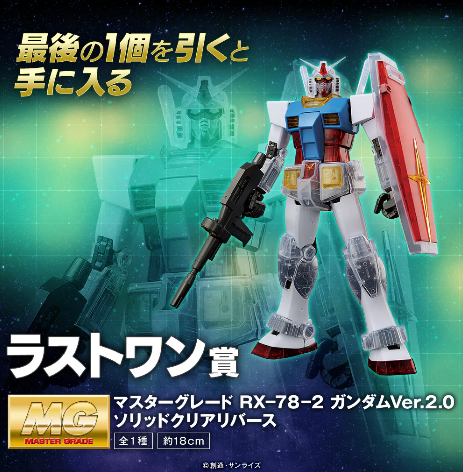 Bandai MG 1/100 RX-78-2 Gundam Ver. 2.0 Solid Clear "Ichiban Kuji 40th Anniversary" B