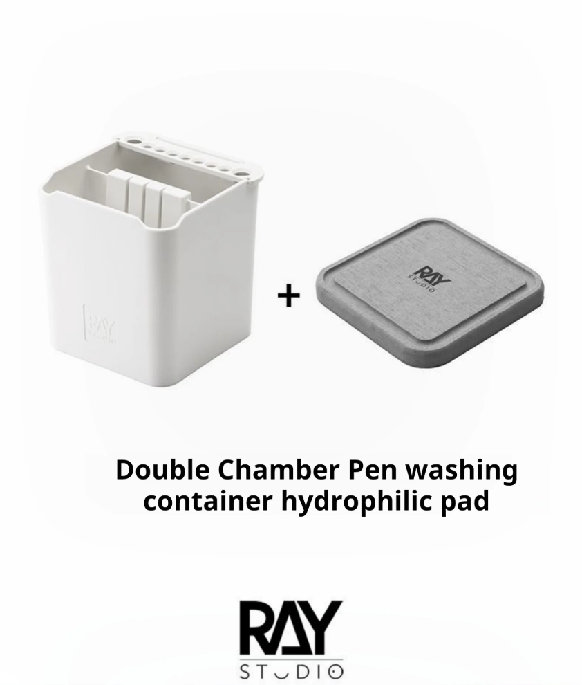 Ray Studio Brush Cleaning Pot Holder & Absorbent Pad