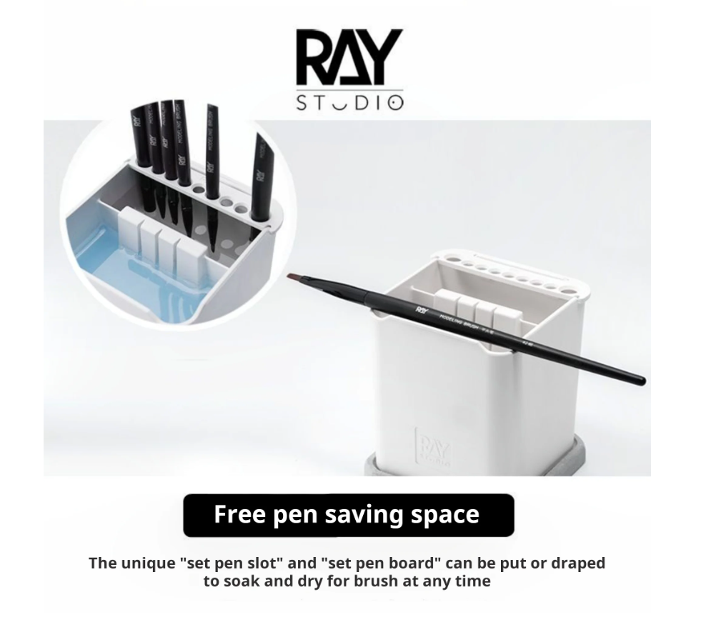 Ray Studio Brush Cleaning Pot Holder & Absorbent Pad