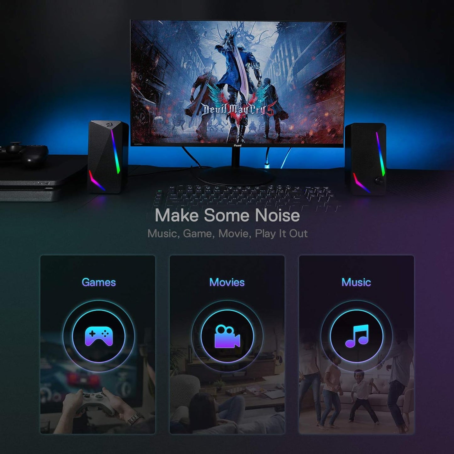 Red Dragon GS510 RGB Waltz Desktop Speakers