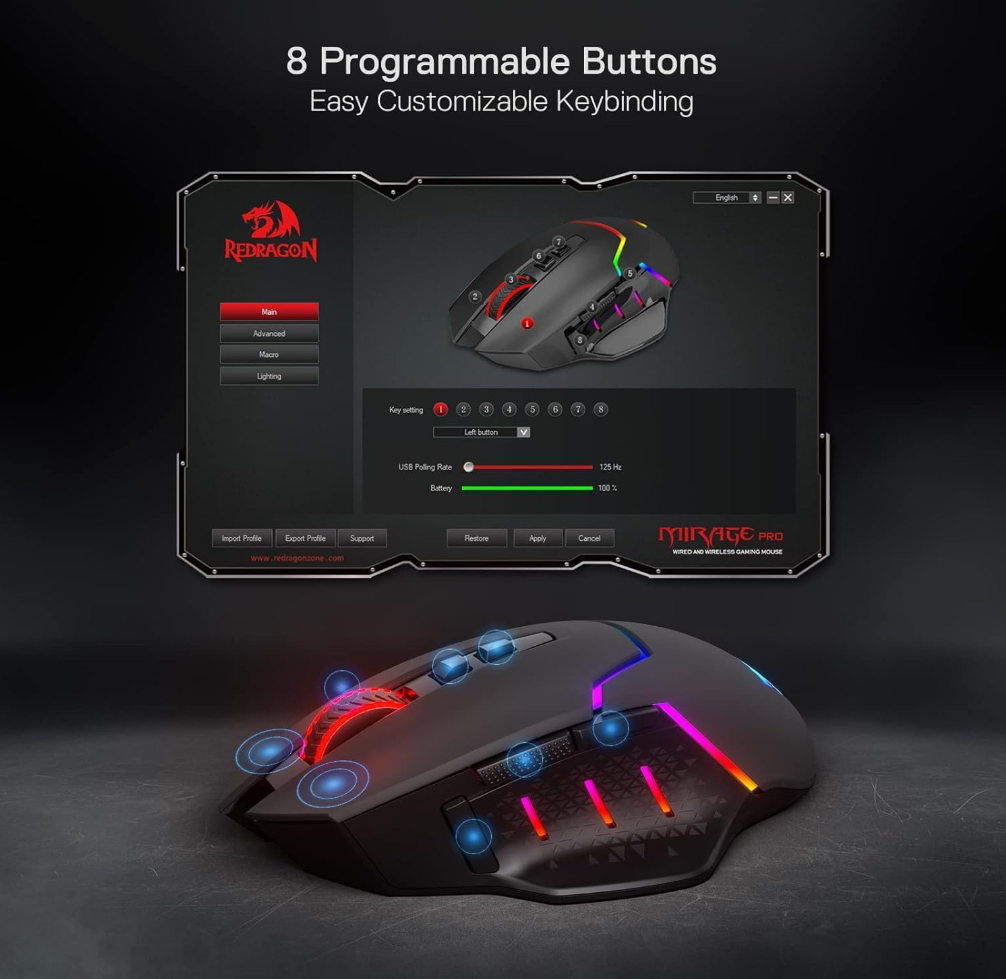 Redragon M690 PRO Wireless Gaming Mouse [8000 DPI]