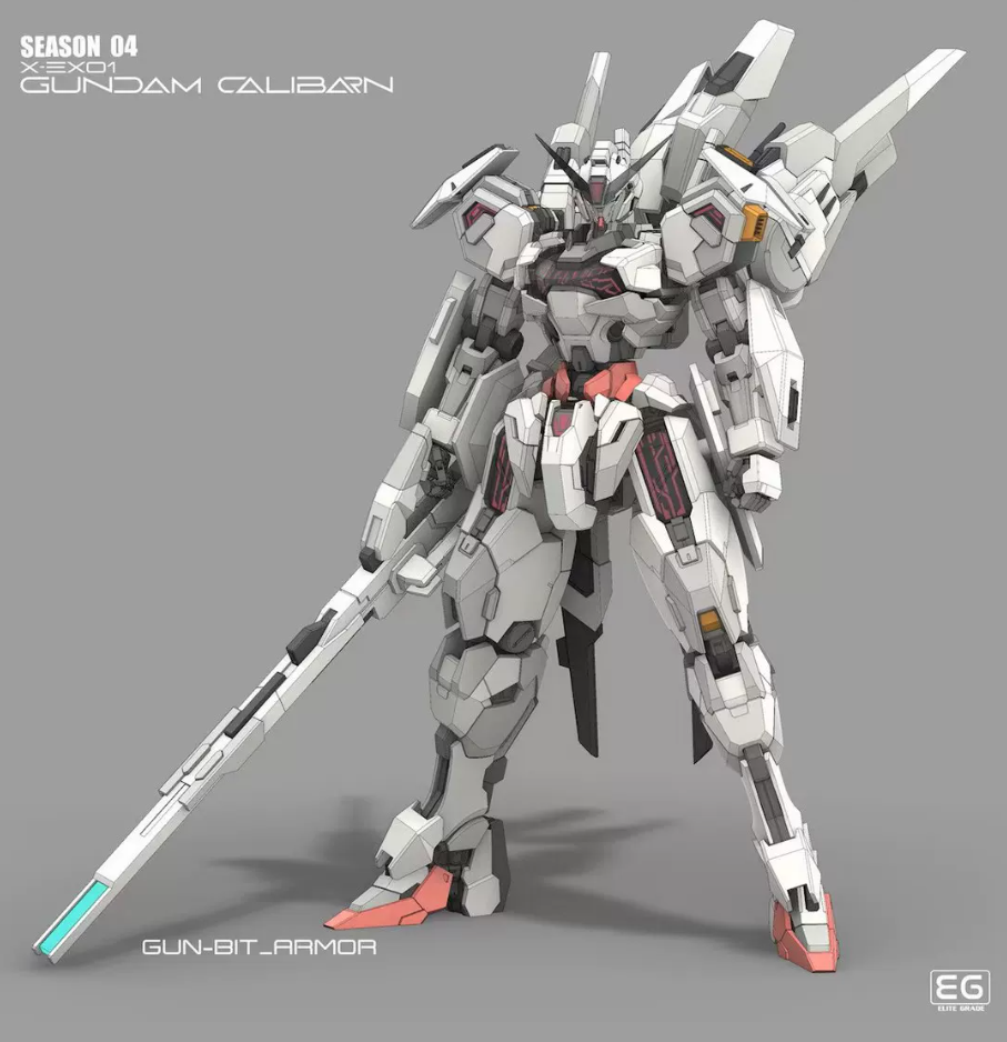 Rocky Q Mecha X-EX01 Gundam Calibarn (STL FIle)