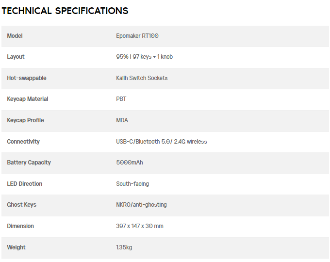 EPOMAKER RT100 95% Retro Mechanical Keyboard