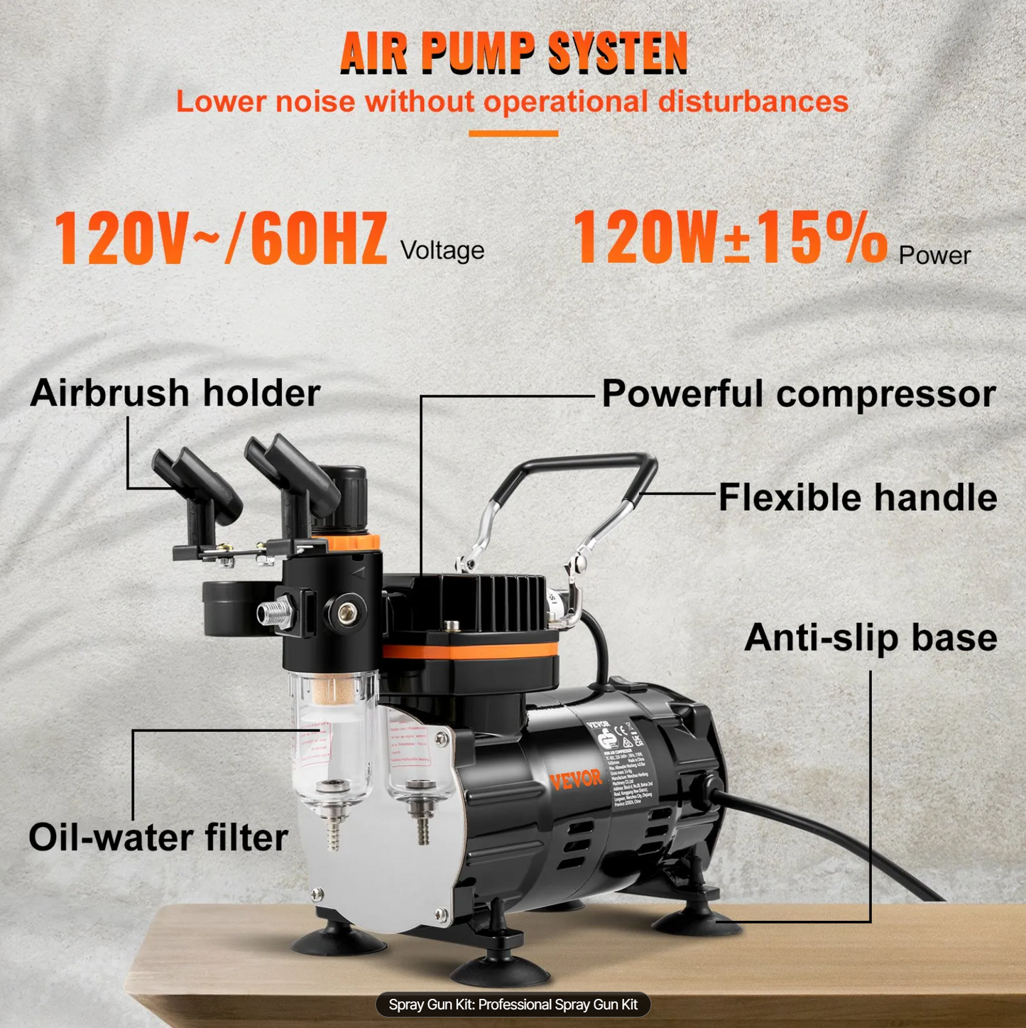 VEVOR Air Compressor and Airbrush Kit [120W]