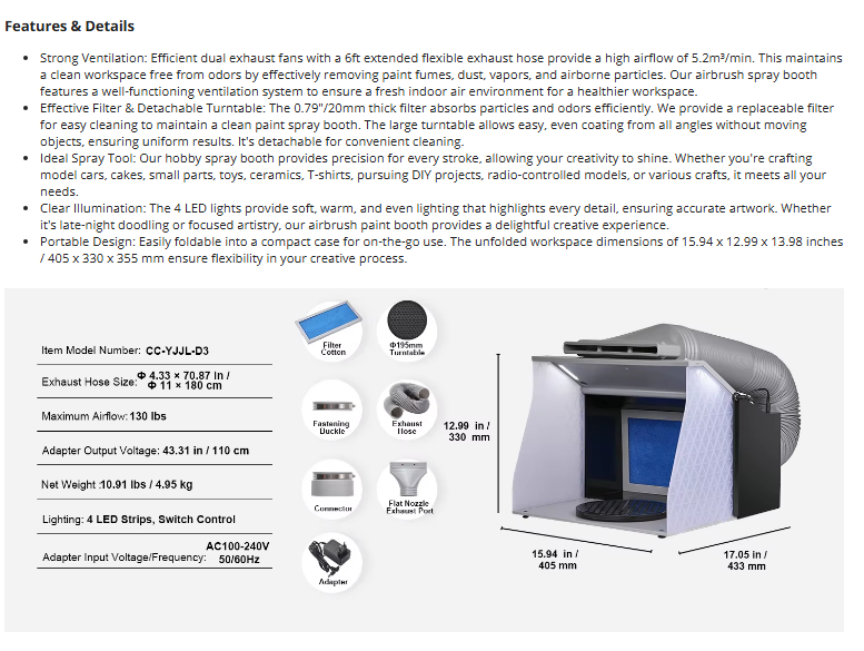 VEVOR Airbrush Spray Booth