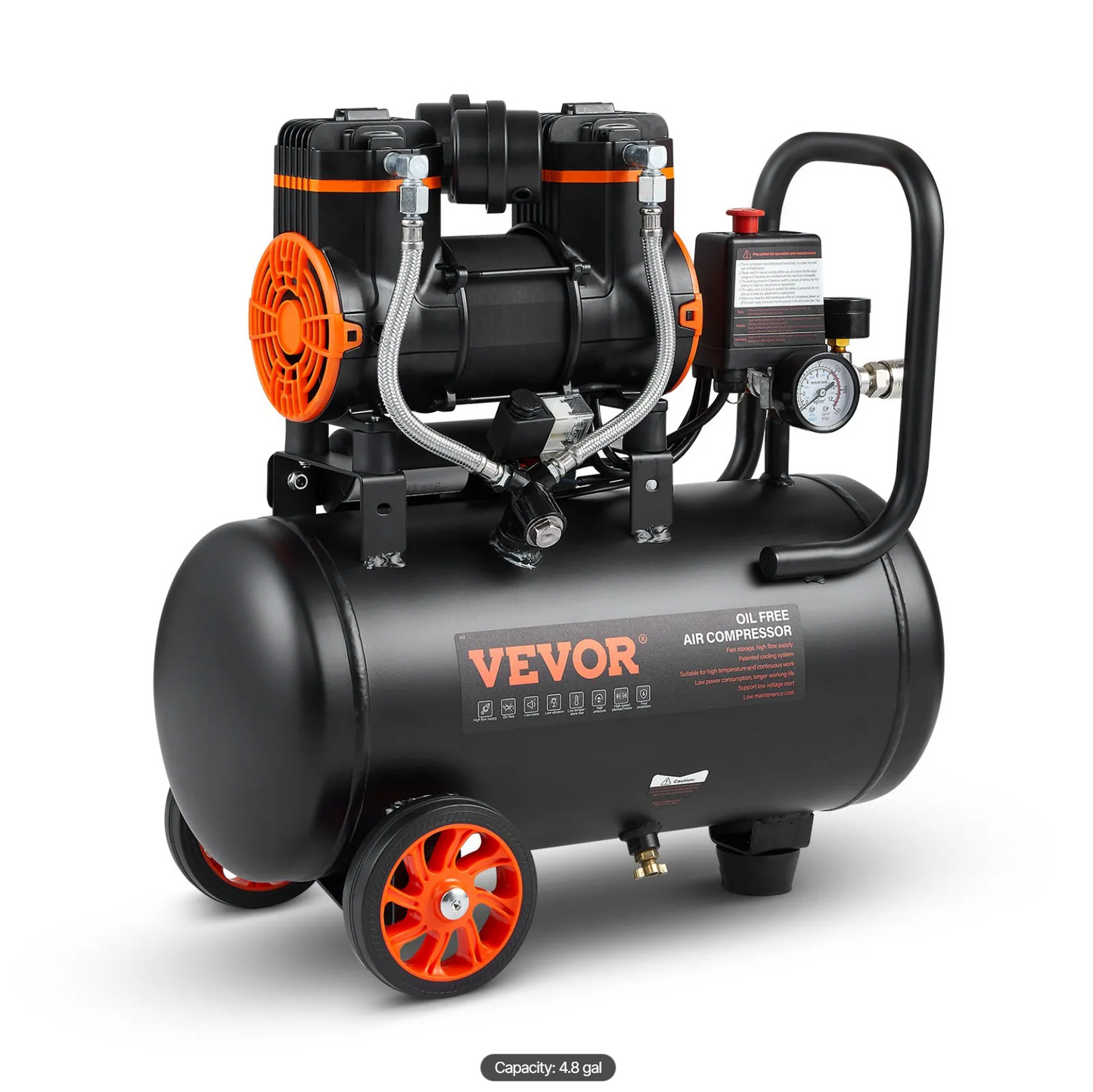 VEVOR Air Compressor Ultra Quiet Oil Free [18.2 L 900W 2.2]