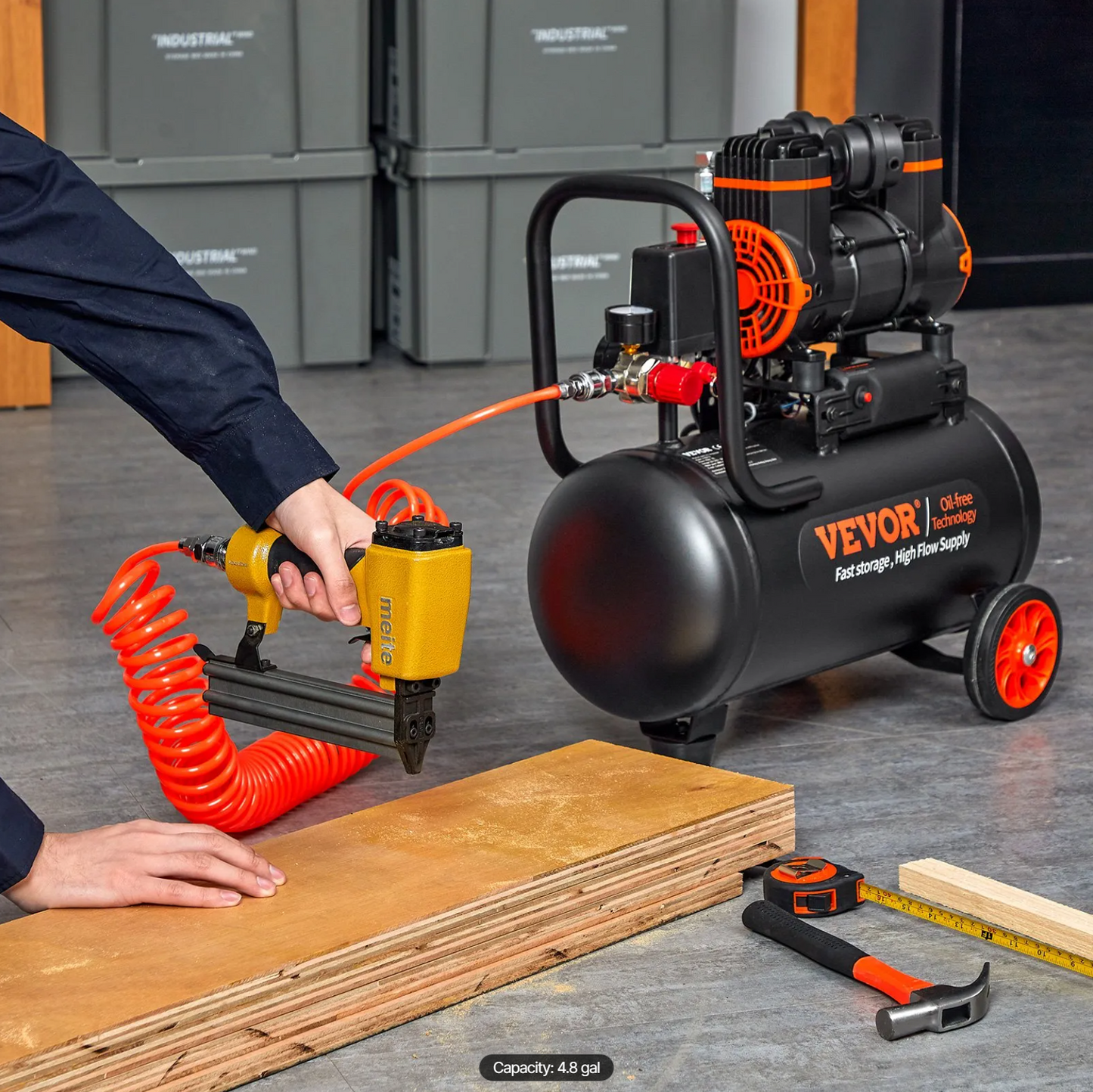 VEVOR Air Compressor Ultra Quiet Oil Free [18.2 L 900W 2.2]