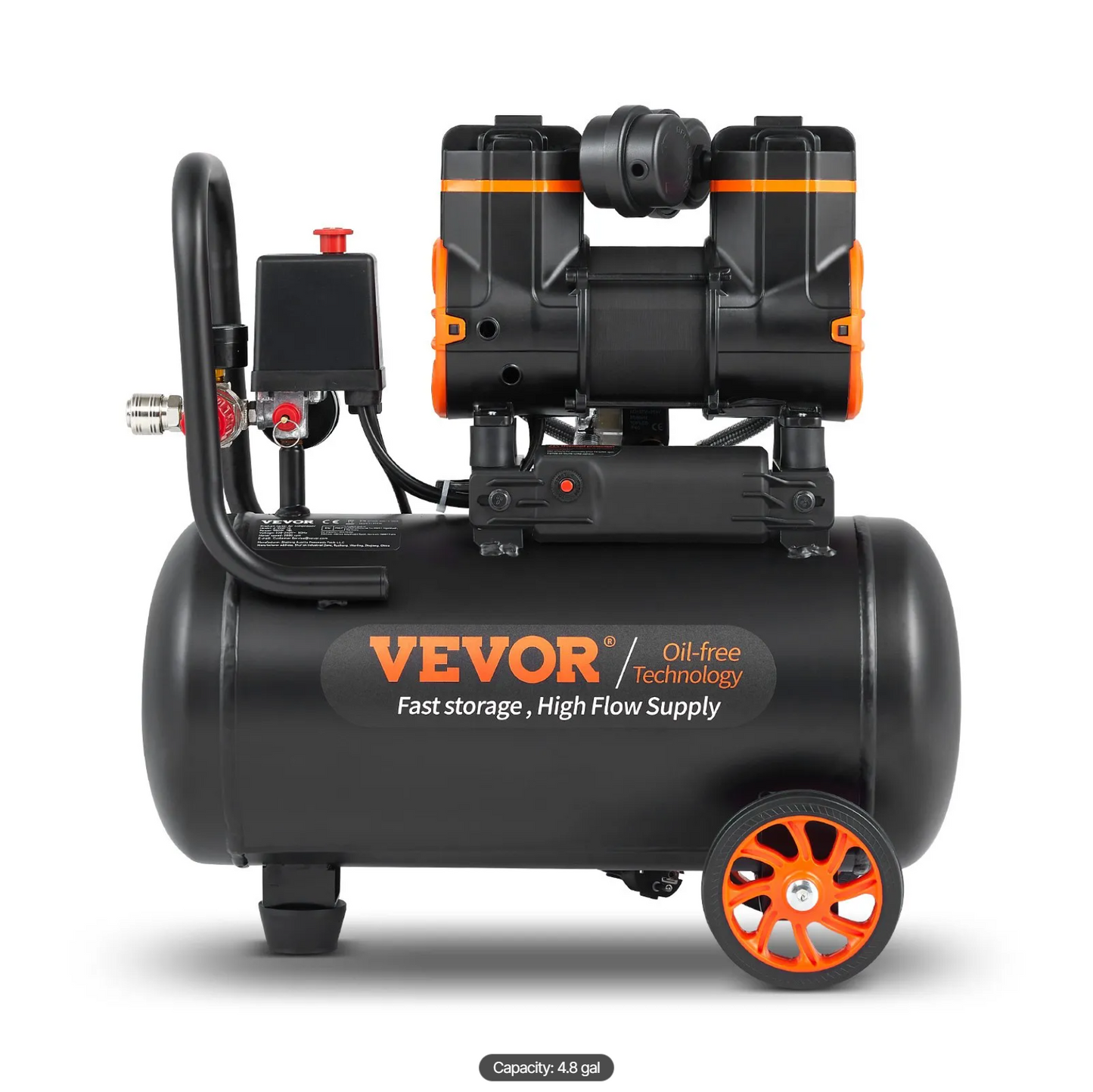VEVOR Air Compressor Ultra Quiet Oil Free [18.2 L 900W 2.2]