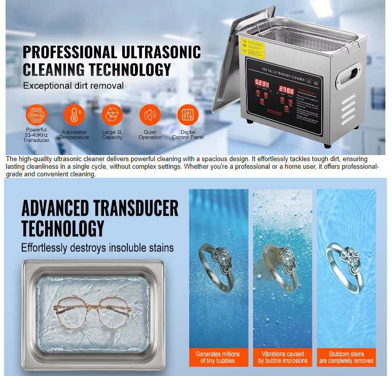 VEVOR Ultrasonic Cleaner with Digital Timer & Heater