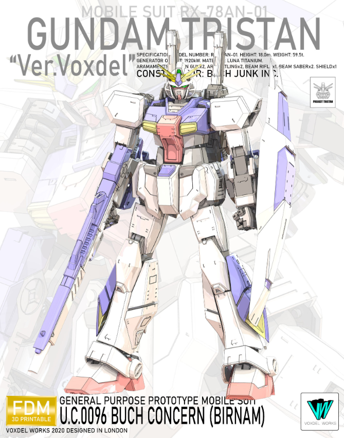 Voxdel Studio 1/100 RX-78AN-01 Gundam Tristan [STL File]