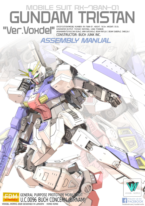 Voxdel Studio 1/100 RX-78AN-01 Gundam Tristan [STL File]