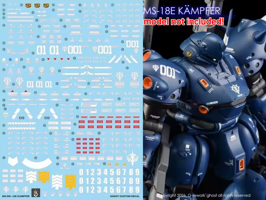 YAN Decal 1/100 MS-18E Kampfer Fluorescent Waterslide Decal