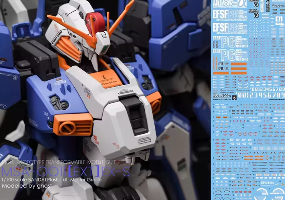 YAN Decal MG 1/100 EX-S Gundam 1.0/1.5 Fluorescent Waterslide Decal