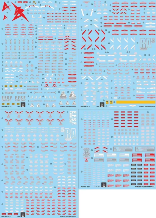 YAN Decal PGU 1/60 RX-93 Nu Gundam Waterslide Decals