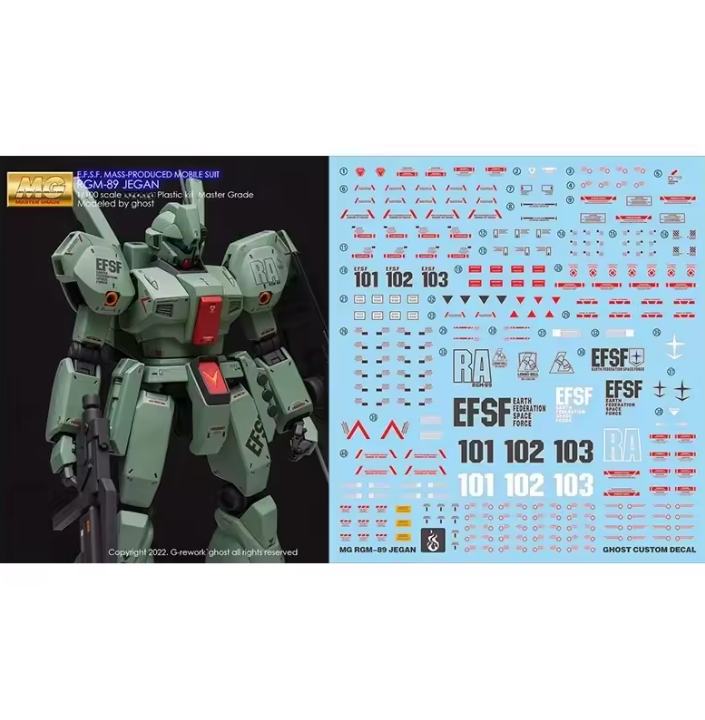 YAN Decal MG 1/100 RGM-79 Jegan Waterslide Decals