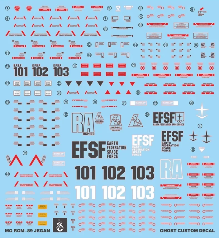 YAN Decal MG 1/100 RGM-79 Jegan Waterslide Decals